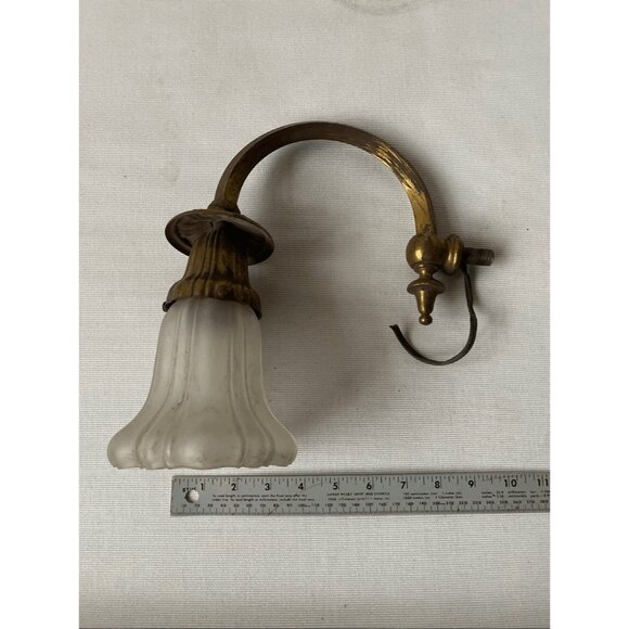 Ornate Art Nouveau Three Light Chandelier with Hand Blown  Vintage Art Nouveau Style Wired Arm & Glass Shade Chandelier Sconce